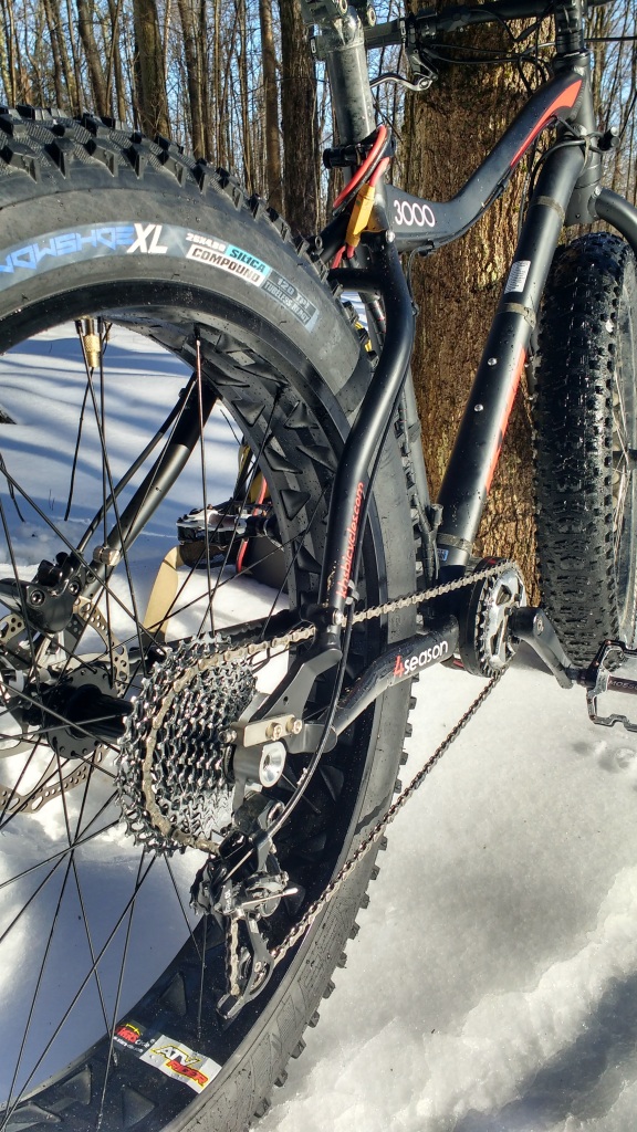 The Snow Shoe XL came stock with the KHS 3000 which is the nicest fatbike I've ever purchased by a far margin